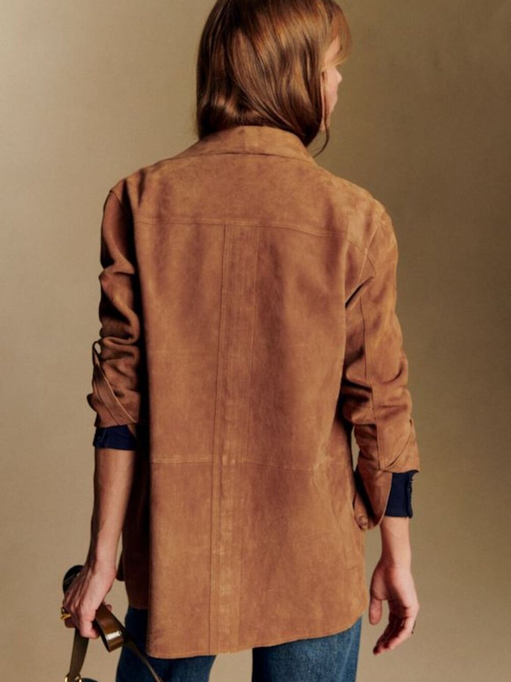 NWT SEZANE Will Jacket Chore Coat in Camel Suede Goat Leather - Sz XS - RARE! - Picture 2 of 10